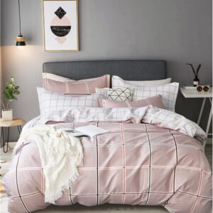 Luxusné bavlnené posteľné obliečky Milano09 prikrývka 140x200cm vankúš 70x90cm - 140 x 200 cm - 1x vankúš 1x prikrývka - Ružová svetlá