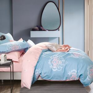 Luxusné bavlnené posteľné obliečky Milano06 prikrývka 140x200cm vankúš 70x90cm - 140 x 200 cm - 1x vankúš 1x prikrývka - Modrá svetlá