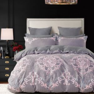 Luxusné bavlnené posteľné obliečky Milano03 prikrývka 140x200cm vankúš 70x90cm - 140 x 200 cm - 1x vankúš 1x prikrývka - Sivá