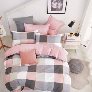 Luxusné bavlnené posteľné obliečky Milano05 prikrývka 140x200cm vankúš 70x90cm - 140 x 200 cm - 1x vankúš 1x prikrývka - Ružová svetlá