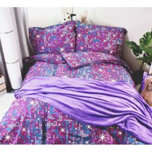 FIALOVÉ PERLY fialová 140x200cm bavlnené obliečky - 140 x 200 cm - 1x vankúš 1x prikrývka - Fialová