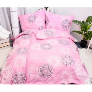 MANDALA pink bavlna 140x200 - Posteľ štandard 140x200cm - 1x vankúš 1x prikrývka - Ružová