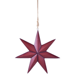 Červená závesná hviezda Ego dekor, výška 21 cm