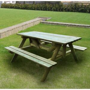 PROFITsystem Stôl s lavicami z borovicového dreva ø10cm 74x136x150cm