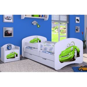 MAXMAX Dětská postel se šuplíkem 180x90cm ZELENÉ AUTO