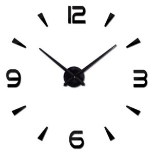 KIK Dizajnové 3D nalepovacie hodiny 80-120cm, čierne, KX7847