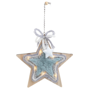 Vianočná drevená svetelná dekorácia v tvare hviezdy InArt Megan