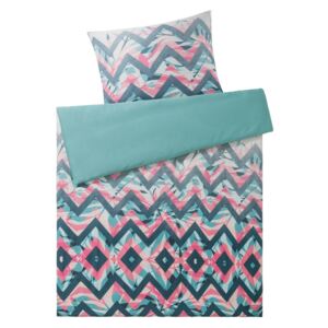 MERADISO® Saténová posteľná bielizeň, 140 x 200 cm, ružová / modrá / tyrkysová (100280361)