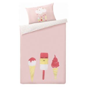 LUPILU® Detská posteľná bielizeň, 130 x 90 cm, zmrzlina / ružová (100288485)