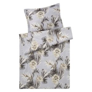 MERADISO® Saténová posteľná bielizeň, 140 x 200 cm, Kvety/šedé (100288457)