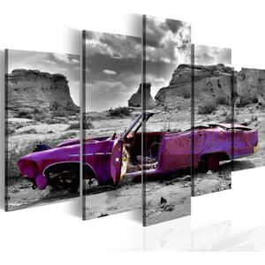 Obraz na plátne - Retro car at Colorado Desert - 5 pieces 100x50 cm