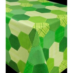 Obrus PVC 573332, návin 20 m x 140 cm, geometrický vzor zelený, IMPOL TRADE