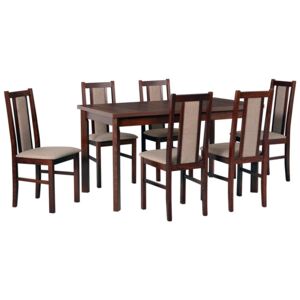 Jedálenský stôl so 6 stoličkami AL74, Morenie: orech, Poťahové látky: 15 - Etna24