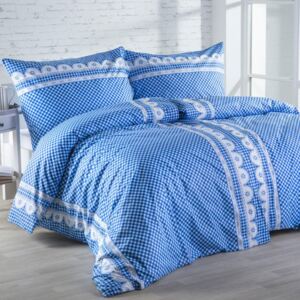 Bavlnená posteľná súprava MATYLDA modrá predĺžená dĺžka