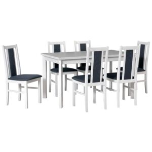 Jedálenský stôl so 6 stoličkami AL74, Morenie: biela, Poťahové látky: 8 - Malmo New 95