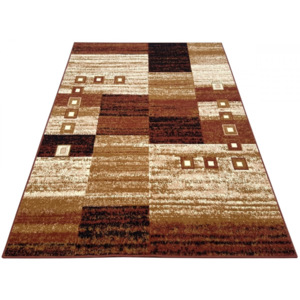 Kusový koberec PP Kocky hnedý 80x140