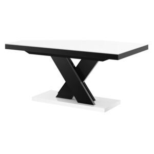 Luxusný rozkladací jedálenský stôl XENON LUX MATNY biely vrch/čierne nohy DOPRAVA ZADARMO