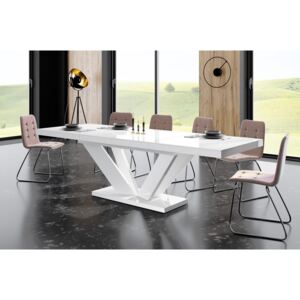 Luxusný rozkladací jedálenský stôl VIVA 2 LESK biela vrch / biele nohy DOPRAVA ZADARMO