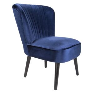 Modrá stolička z dreva so zamatovým poťahom Leitmotiv Luxury