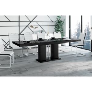 Luxusný rozkladací jedálenský stôl LINOSA čierna vysoký lesk DOPRAVA ZADARMO