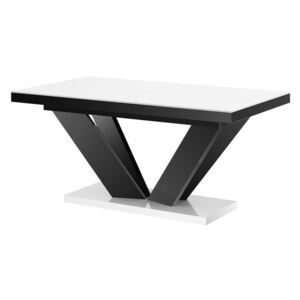 Luxusný rozkladací jedálenský stôl VIVA 2 MATNY biely vrch /čierne nohy DOPRAVA ZADARMO