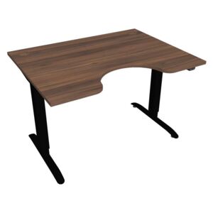 Elektricky výškovo nastaviteľný stôl Hobis Motion Ergo - 2 segmentový, štandardný ovládač Šírka: 120 cm, Farba dosky: orech, Farba kovu: čierna RAL 9005