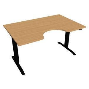 Elektricky výškovo nastaviteľný stôl Hobis Motion Ergo - 2 segmentový, štandardný ovládač Šírka: 140 cm, Farba dosky: buk, Farba kovu: čierna RAL 9005