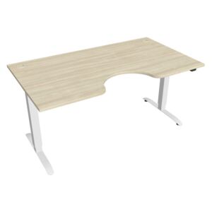 Elektricky výškovo nastaviteľný stôl Hobis Motion Ergo - 2 segmentový, štandardný ovládač Šírka: 160 cm, Farba dosky: agát, Farba kovu: biela RAL 9016