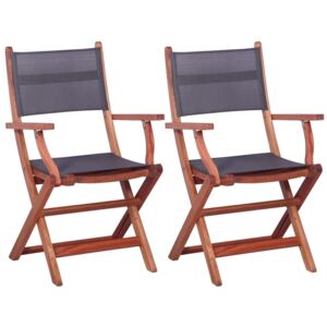 Vonkajšie stoličky z eukalyptového dreva a textilénu 2 ks sivé