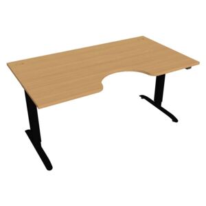 Elektricky výškovo nastaviteľný stôl Hobis Motion Ergo - 2 segmentový, štandardný ovládač Šírka: 160 cm, Farba dosky: buk, Farba kovu: čierna RAL 9005