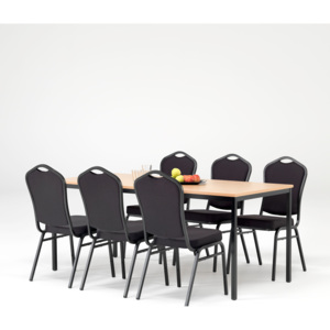 Jedálenská zostava 1x stôl Š 1800 x H 800, buk / čierna, 6x stolička čierna