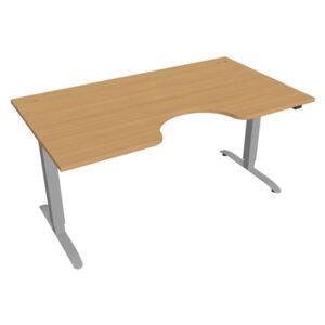 Elektricky výškovo nastaviteľný stôl Hobis Motion Ergo - 2 segmentový, štandardný ovládač Šírka: 160 cm, Farba dosky: buk, Farba kovu: sivá RAL 9006