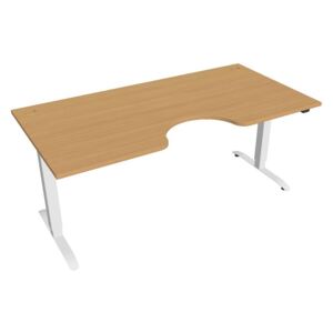 Elektricky výškovo nastaviteľný stôl Hobis Motion Ergo - 2 segmentový, štandardný ovládač Šírka: 180 cm, Farba dosky: buk, Farba kovu: biela RAL 9016