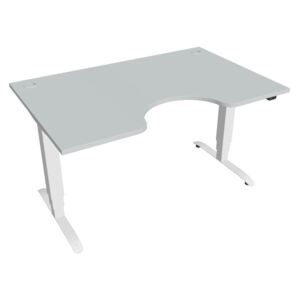 Elektricky výškovo nastaviteľný stôl Hobis Motion Ergo - 3 segmentový, štandardný ovládač Šírka: 140 cm, Farba dosky: sivá, Farba kovu: biela RAL 9016