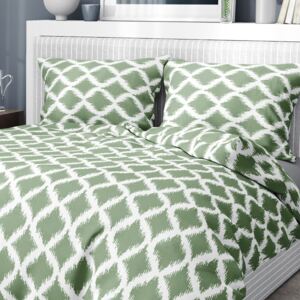 Goldea bavlnené posteľné obliečky - vzor 452 zelené kosoštvorce 140 x 200 a 70 x 90 cm