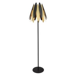 Lucande Lounit stojaca lampa, čierno-zlatá
