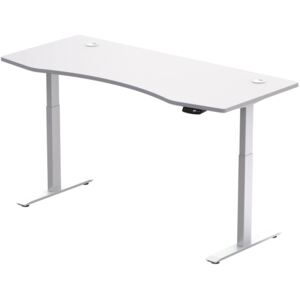 Elektricky výškovo nastaviteľný stôl Hi5 - 2 segmentový, pamäťový ovládač - biela konštrukcia, biela doska