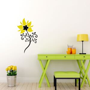 GLIX Květinová dekorace - samolepka na zeď Čierná a žltá 50 x 90 cm