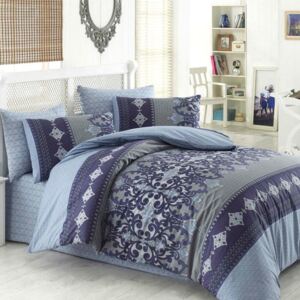 Bavlnené posteľné obliečky LAUREN modré predĺžená dĺžka