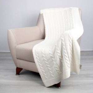 Svetlobéžová bavlnená deka Carla, 170 × 130 cm