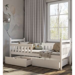 Detská masívna posteľ Ema 180x80 + bariéra - rôzne farby Farba: Biela, Typ: + úložný box