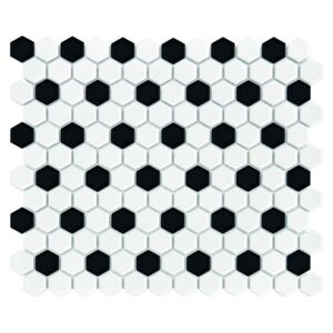 Dunin - Mini Hexagon B&W Mix Keramická mozaika DUNIN (26 x 30cm/1ks)