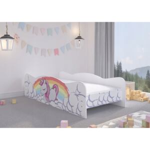 WOODEN TOYS Detská posteľ Jednorožec 140x70 + matrac + poťah 2021