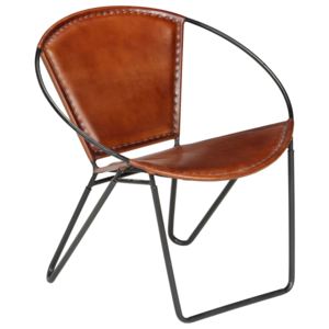 Relaxačná stolička z pravej kože 69x69x69 cm hnedá