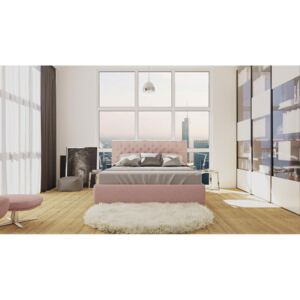Elegantná čalúnená posteľ Orlando FRAME 180x200 cm vo farbe Sofia Powder Pink 08 s dominantným čelom
