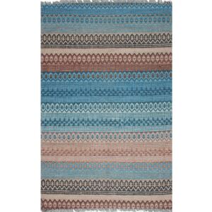 Modrý pruhovaný koberec Eco Rugs Kirin, 80 × 150 cm