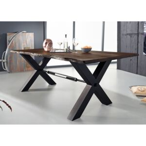 DARKNESS Jedálenský stôl 240x100cm - čierne nohy, hnedá, akácia
