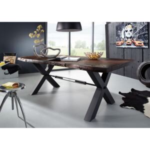 DARKNESS Jedálenský stôl 240x110cm - čierne nohy, hnedá, akácia