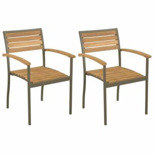 Stohovateľné záhradné stoličky 2 ks hnedá / čierna