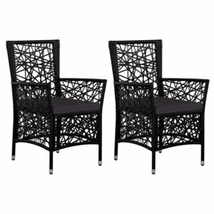 Záhradné stoličky 2 ks polyratan Čierna